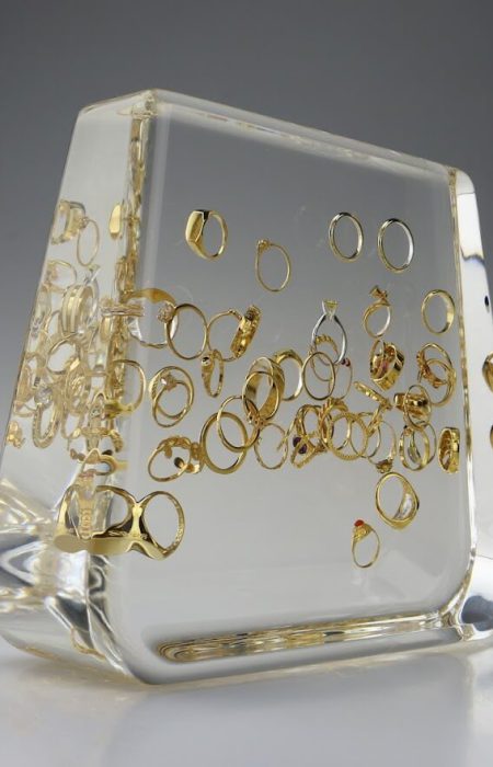 Embedded rings Ted Noten acrylic bag 1